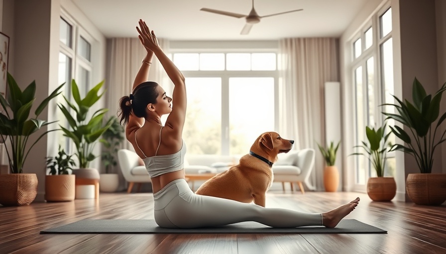 Woman practicing yoga at home, nutritional supplements context.