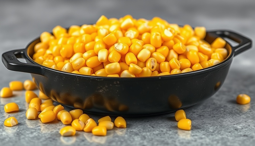 Vibrant yellow corn kernels in skillet, best frozen corn.