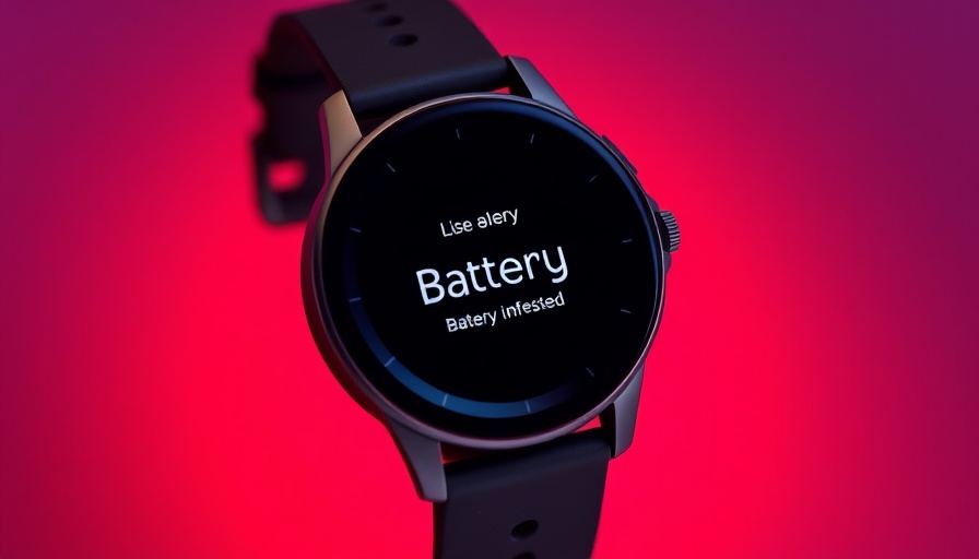 WatchOS 26 displays a battery drain alert with vibrant background.