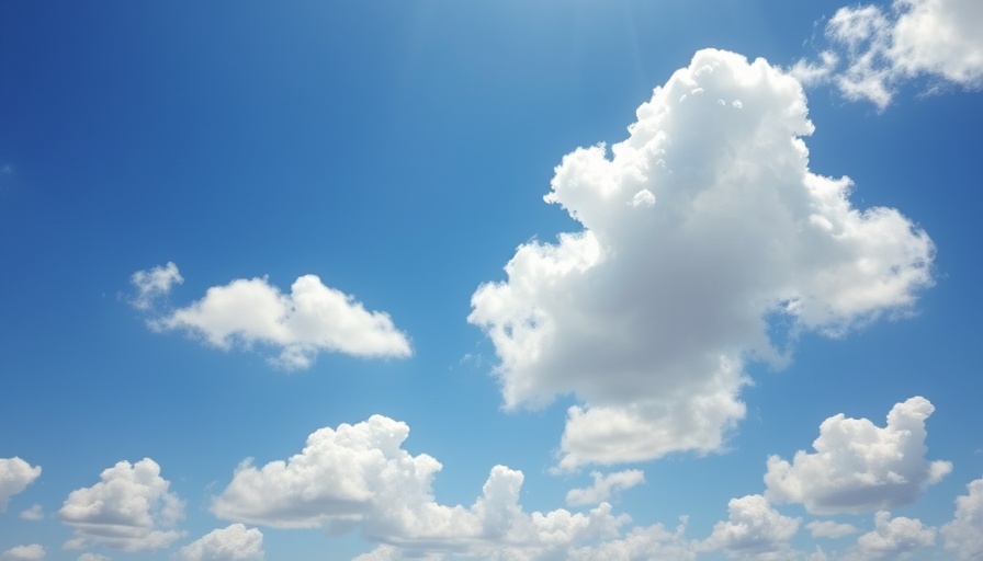 Bright blue sky with fluffy clouds in the Louvre of Bluesky.