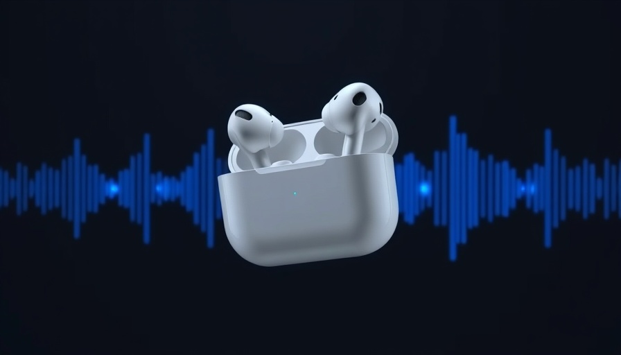 AirPods Pro 2 floating in futuristic sci-fi design, 2025.