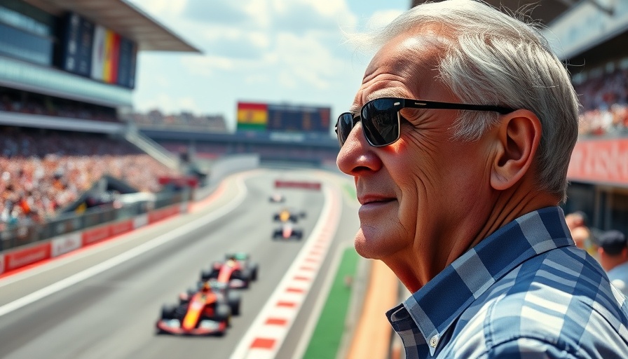 Apple F1 streaming rights deal featuring older man at F1 race.
