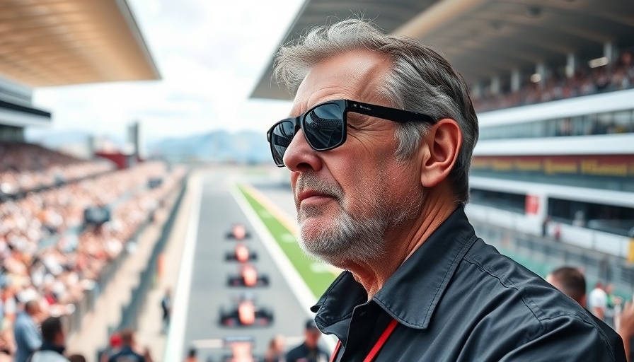 Mature man at F1 race for Apple F1 Streaming Rights.
