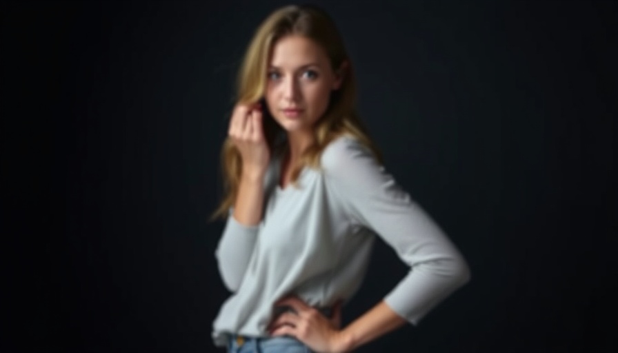 AI nudify websites, blurred woman posing in casual attire.