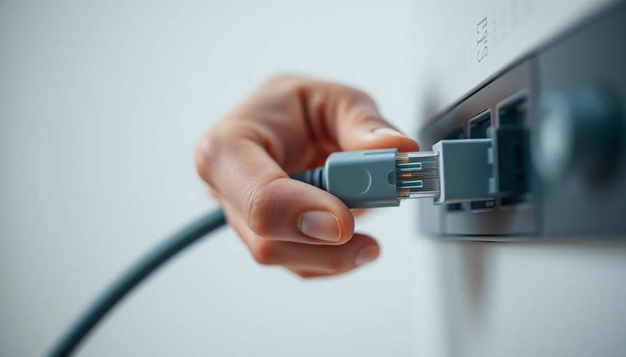Hand plugging Ethernet cable, symbolizing Cloudflare DNS outage.