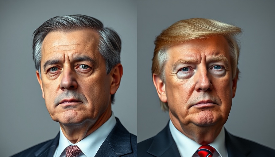 Contrasting portraits of leaders with serious expressions.