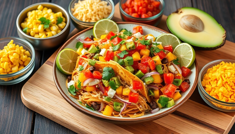 Clean-Out-the-Fridge Taco Salad with fresh toppings on a plate.