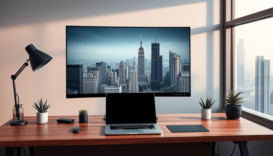 ASUS ProArt 6K display setup for Mac users with futuristic cityscape.
