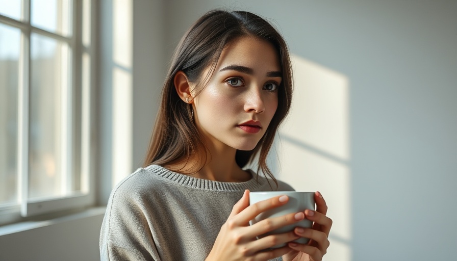 Young woman enjoying soft summer mornings with a cup of tea.