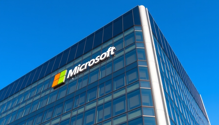 Microsoft corporate logo on building against blue sky