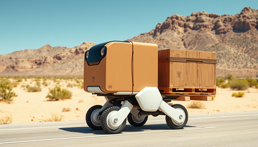 Cartken industrial robots in desert setting transporting packages