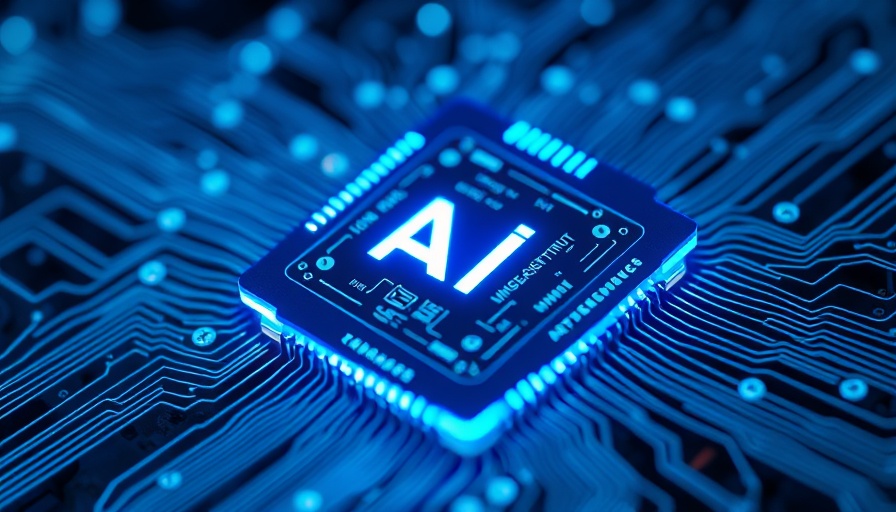 Futuristic AI chip glowing with blue light, representing AI chip technology in education.