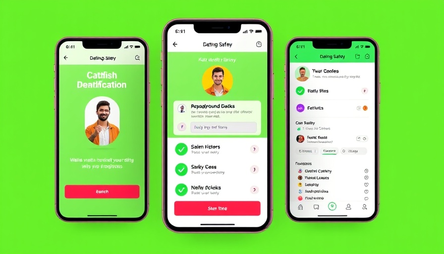Interface of a dating safety app with security features.