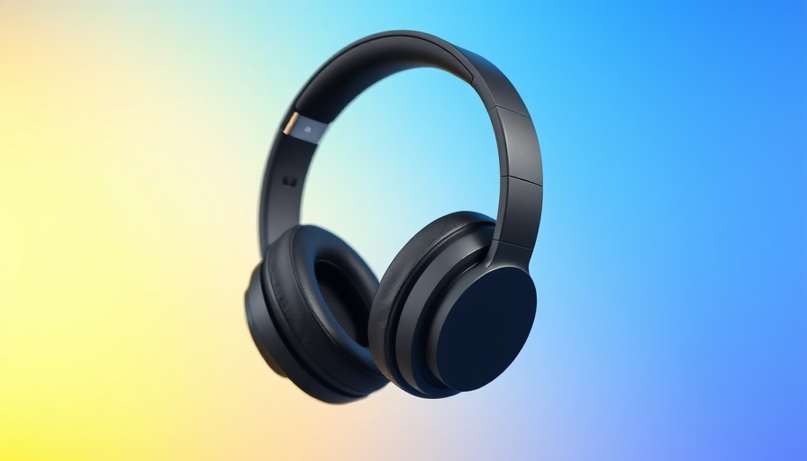Matte black noise-canceling headphones on vibrant gradient backdrop.