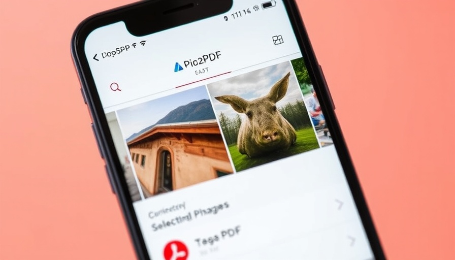 Pics2PDF app for parents showing selected images on smartphone.