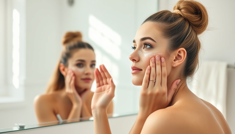 Woman practicing skincare routine in bright bathroom, Skincare Budget Tips for Parents.