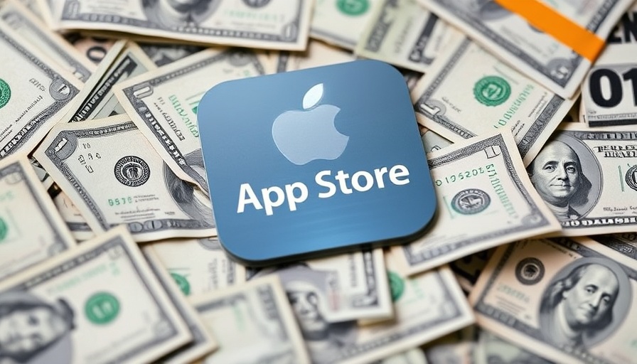 App Store pricing rules symbolized by logo over dollar bills.