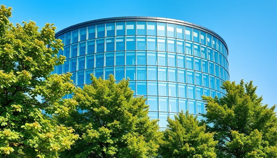 Circular glass building at Apple HQ amidst trees; DOJ lawsuit context