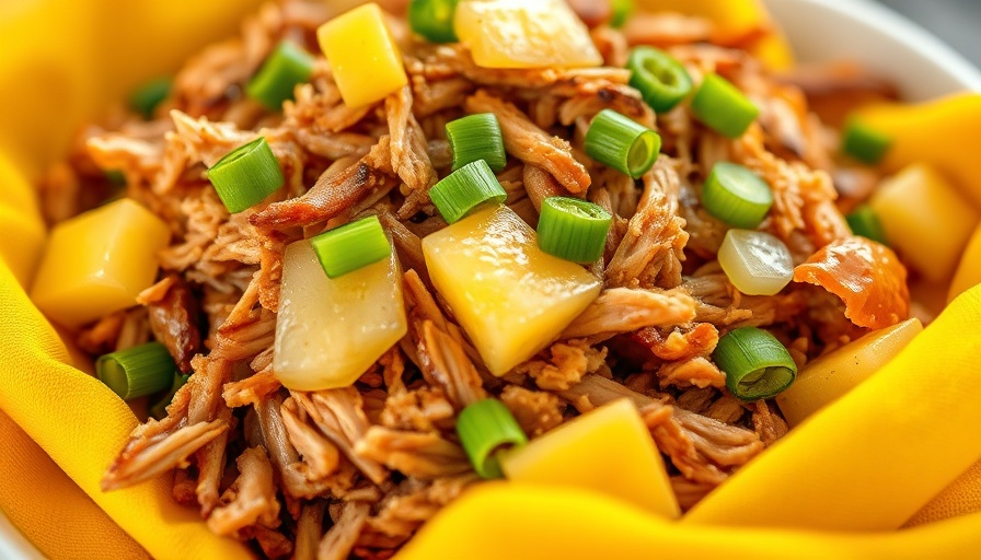 Savory slow cooker kalua pork with green onions and pineapple.