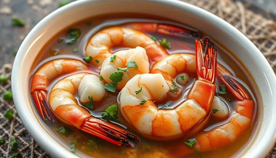 Oven baked shrimp recipe with herbs in a white dish.