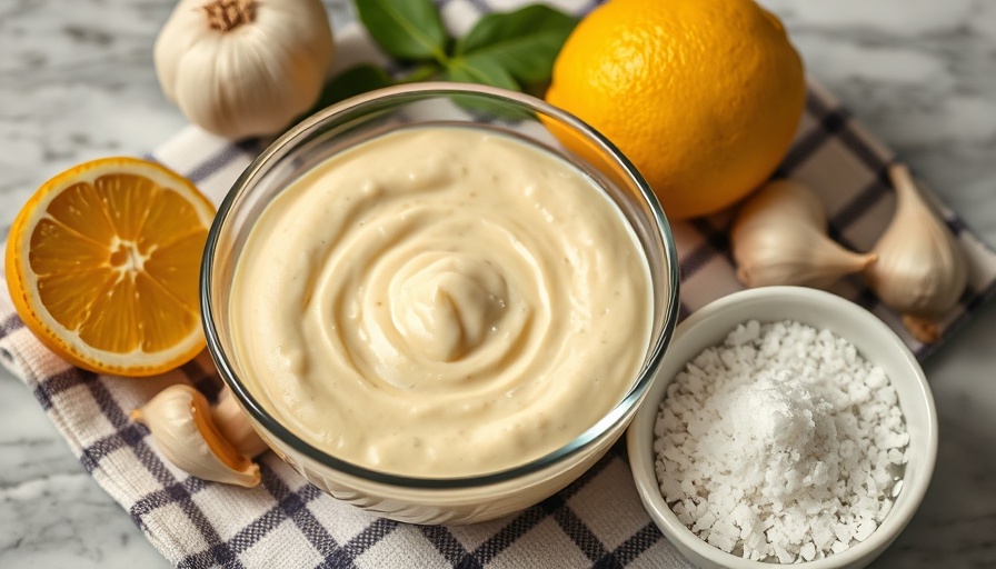 Shortcut garlic aioli with lemon and salt ingredients.