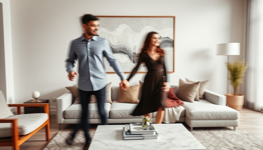 Blurred couple holding hands in artistic home environment, Intentional Dating theme.