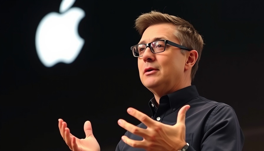 Middle-aged man speaking enthusiastically, Apple's product roadmap.