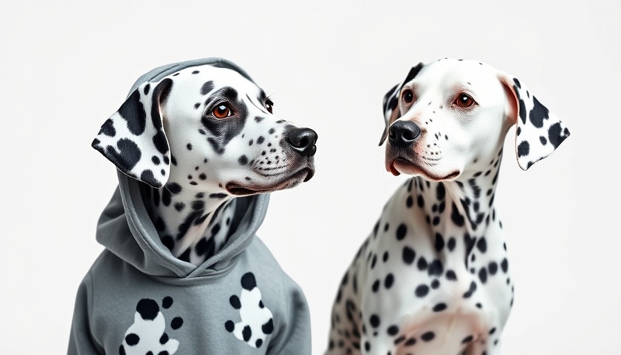 Dalmatian in hoodie mimicking another, highlighting impersonation themes.