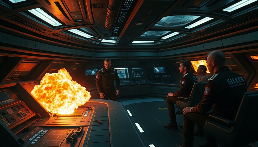 Dramatic scene on spaceship bridge in Star Trek: Strange New Worlds.
