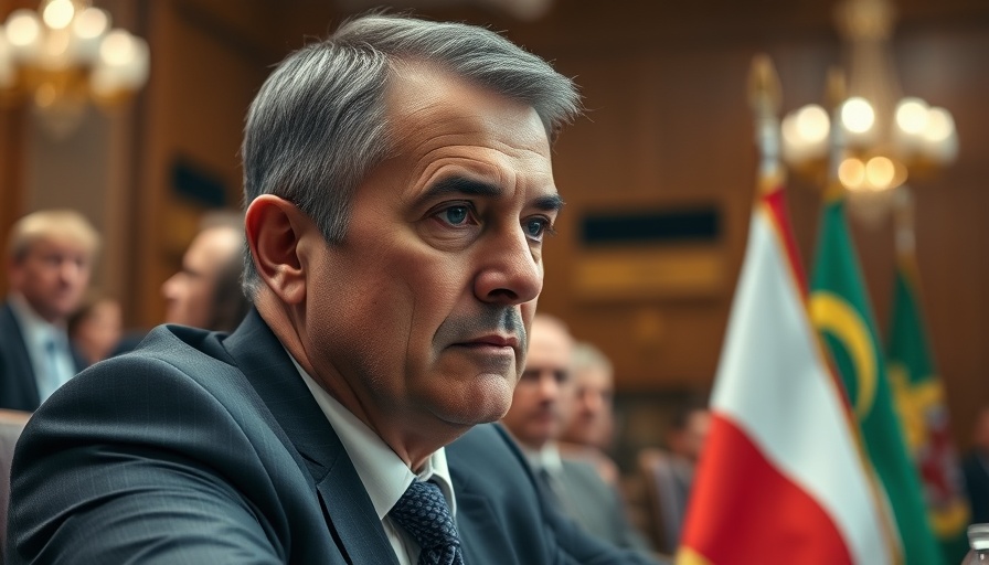 Serious man at conference highlighting U.S.-Ukraine Diplomatic Relations.