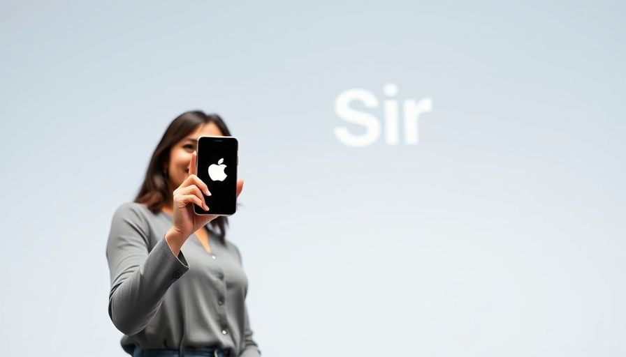 Next-generation Siri logo presented by a woman with smartphone