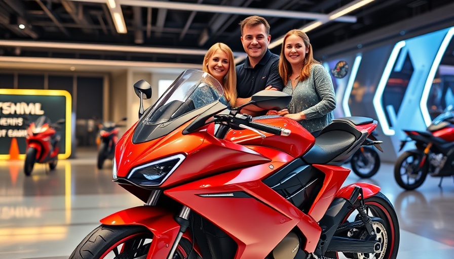 Investment in electric motorcycles concept in a showroom.