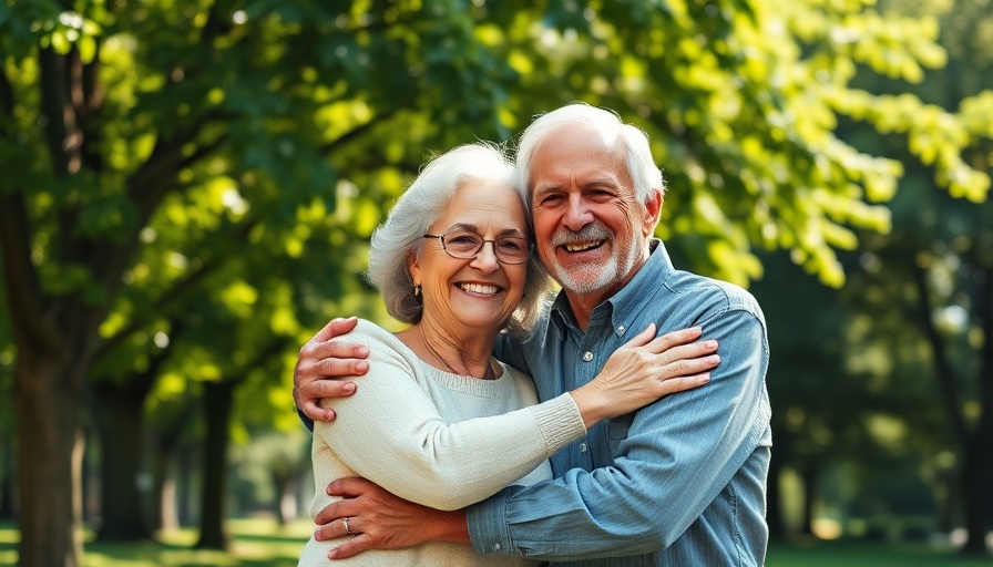 Happy older couple smiling in a park, ways to make your husband happy.