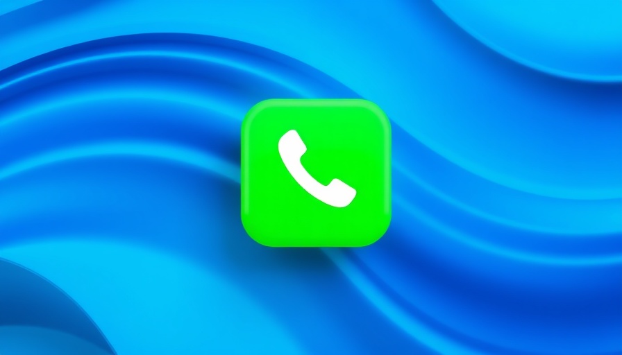 Bright green phone app icon on abstract blue background highlighting iOS 26 features.