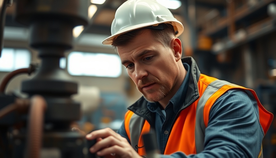Engineer examining machinery, upskilling vs reskilling concept.