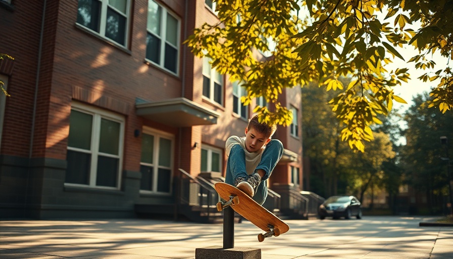 Skateboarder grinding at a school in Tony Hawk’s Pro Skater 3+4 remasters.