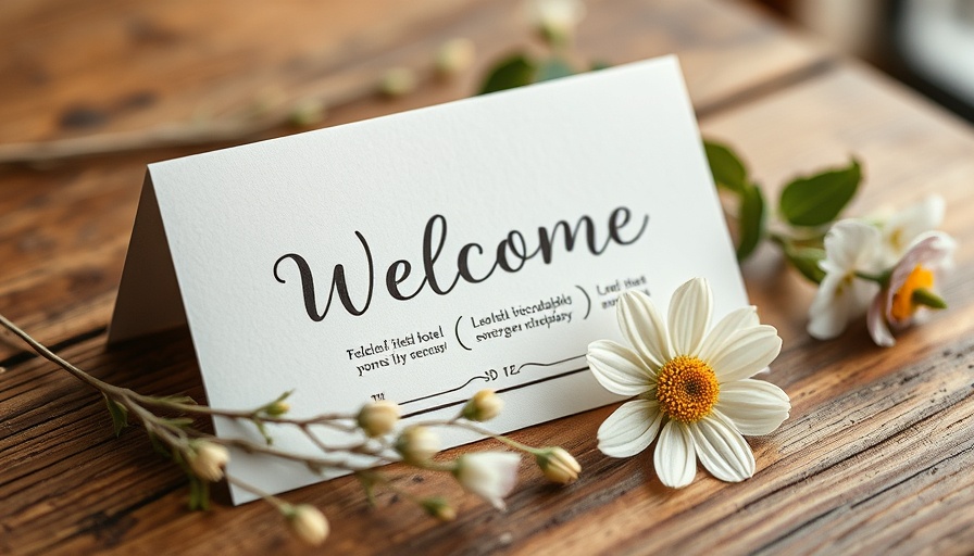 Eco-friendly luxury hotels welcome card with sustainable design.