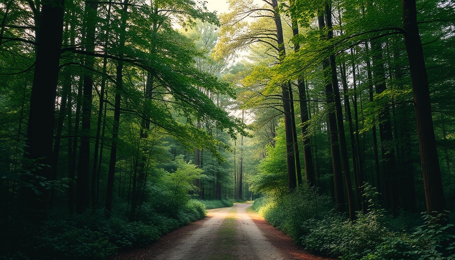 Sustainability Week in luxury hotels: tranquil forest path.