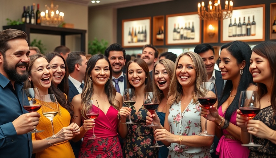 Diverse group at a vibrant gathering, best wine bar atmosphere.