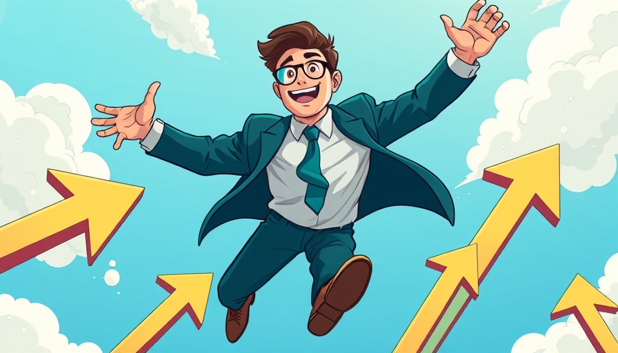 Confident businessman with upward arrows, representing reputation management and business reviews.