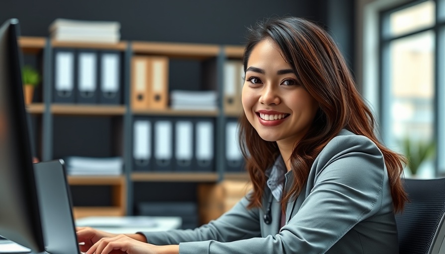 AI virtual receptionist in modern office setting.