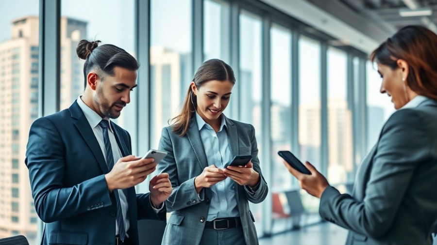 Business team discussing AI call answering services in London office.