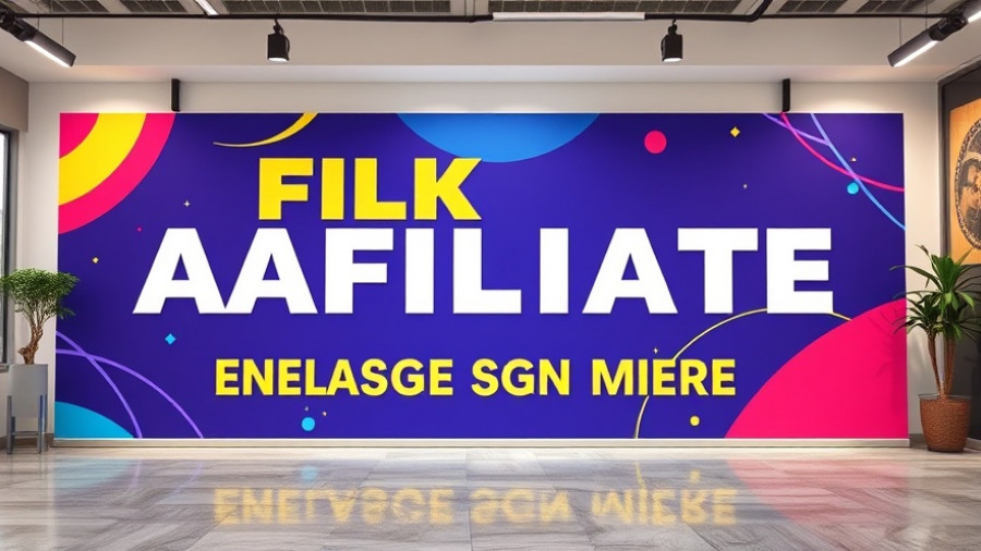 Banner promoting affiliate management program with bold graphics.