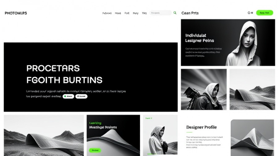 Minimalist digital portfolio presentation template with green accents.