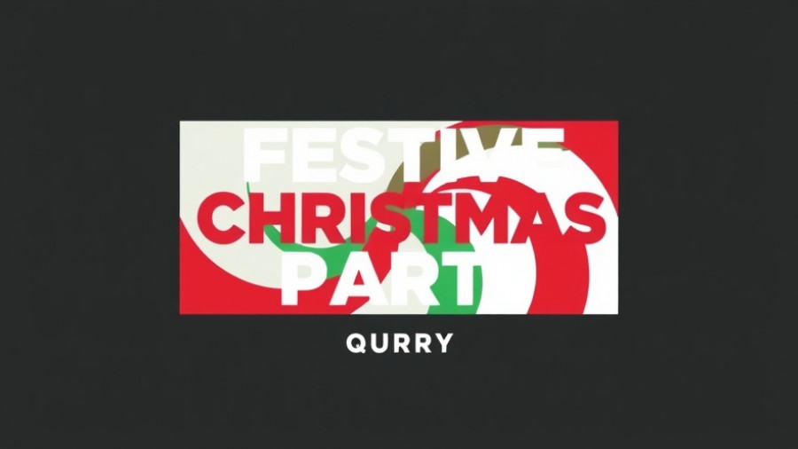 Minimalist Graphic Christmas Party Poster with geometric patterns and event details.