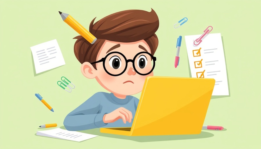 Cartoon person building AI chatbot with laptop and digital tools