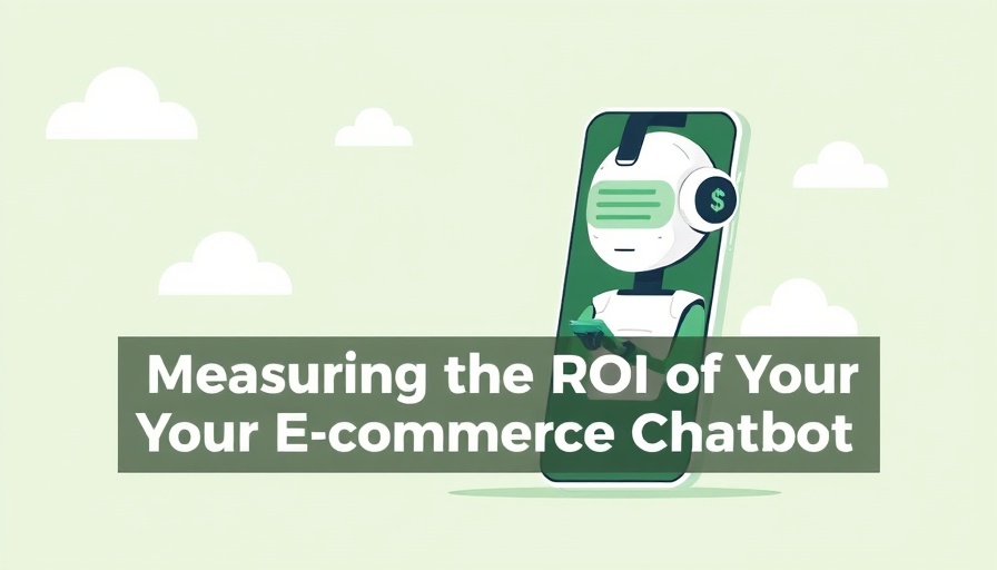 Illustration of e-commerce chatbot interacting with user, highlighting ROI.
