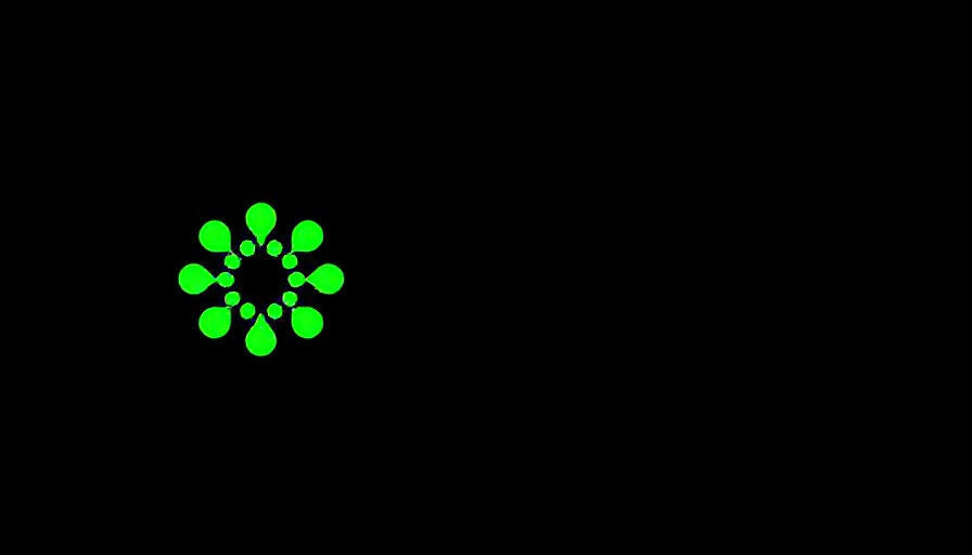 Modern green and black logo design on black background.