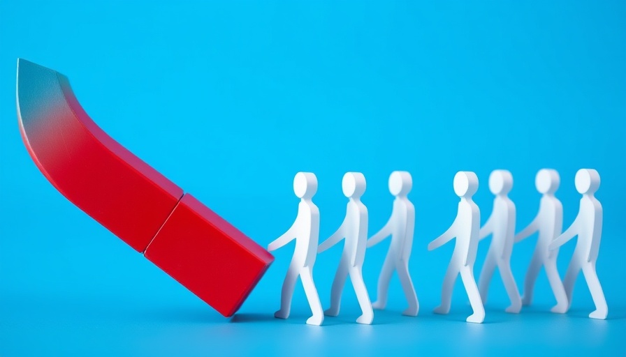Lead generation system concept with magnet attracting cut-out figures.