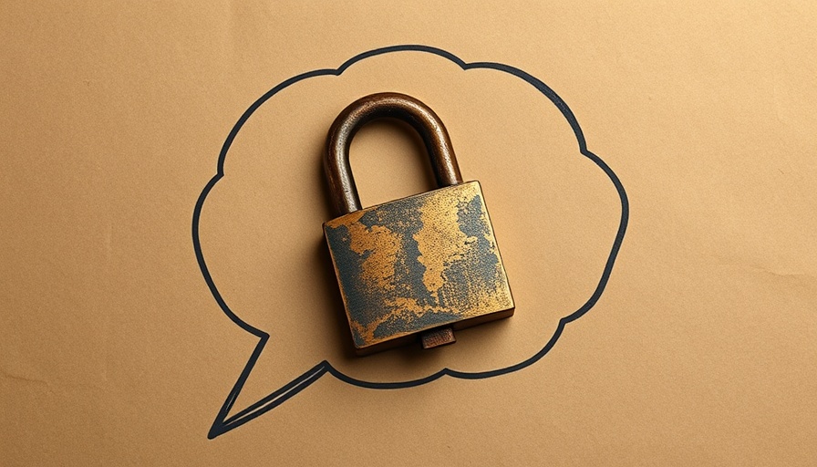 Vintage padlock in speech bubble on paper, safe AI options for business.